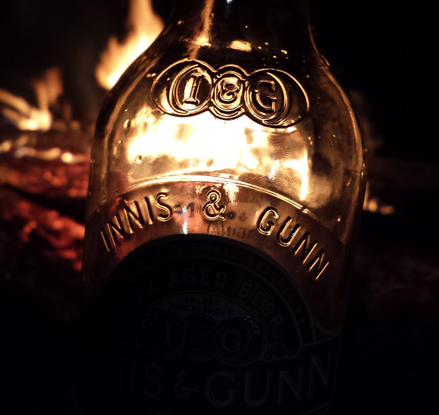 Innis & Gunn by fireside with friends