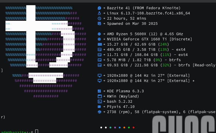 Bazzite. Wayland.
Plasma. 👍